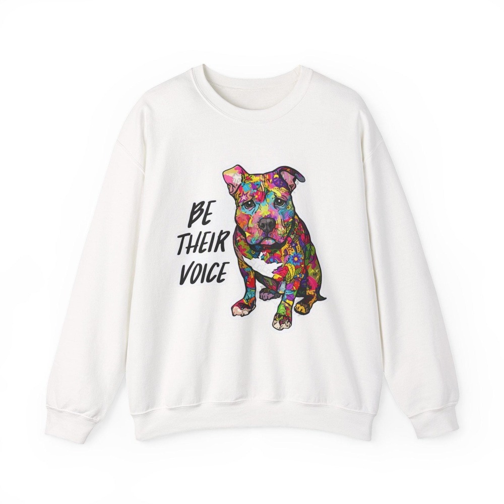 Colorful Pit Bull Be Their Voice Animal Rescue Advocacy Crewneck Sweatshirt